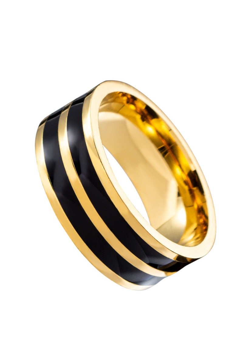 روماد خاتم أنيق وعالي الجودة مطلي باللونين الذهبي والأسود لإطلالة فاخرة. - Image 4