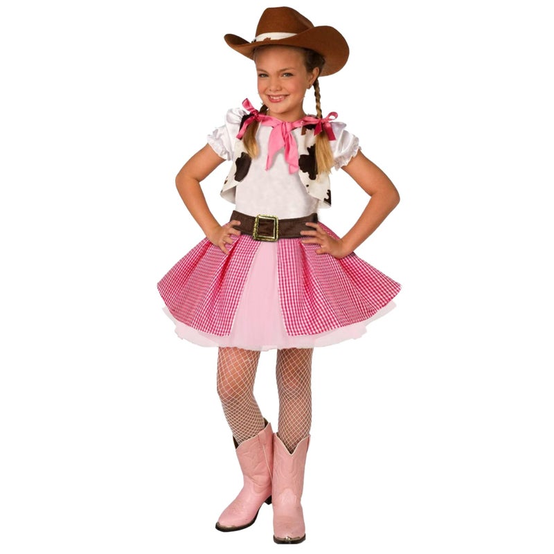 Morph Pink Cowgirl Costume for Girls, Cowgirl Halloween Outfit, Western Dress Up, Fun Cowgirl Attire for Kids, Medium - Image 1