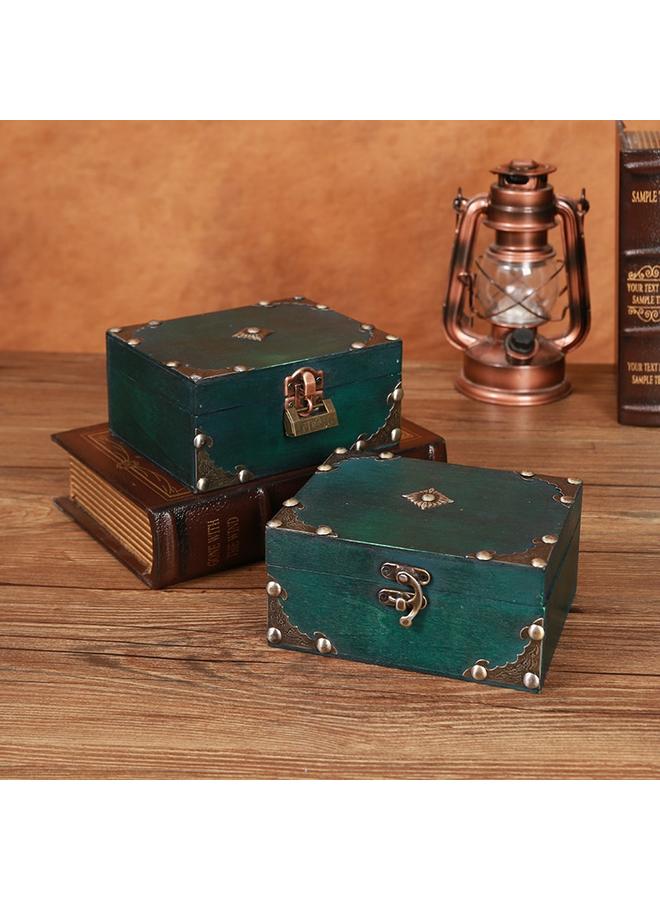 Bluejw Vintage Desktop Wooden Storage Box Antique Jewelry Necklace Jewelry Box Square With Lock Gift Packaging Wooden Box - Image 4