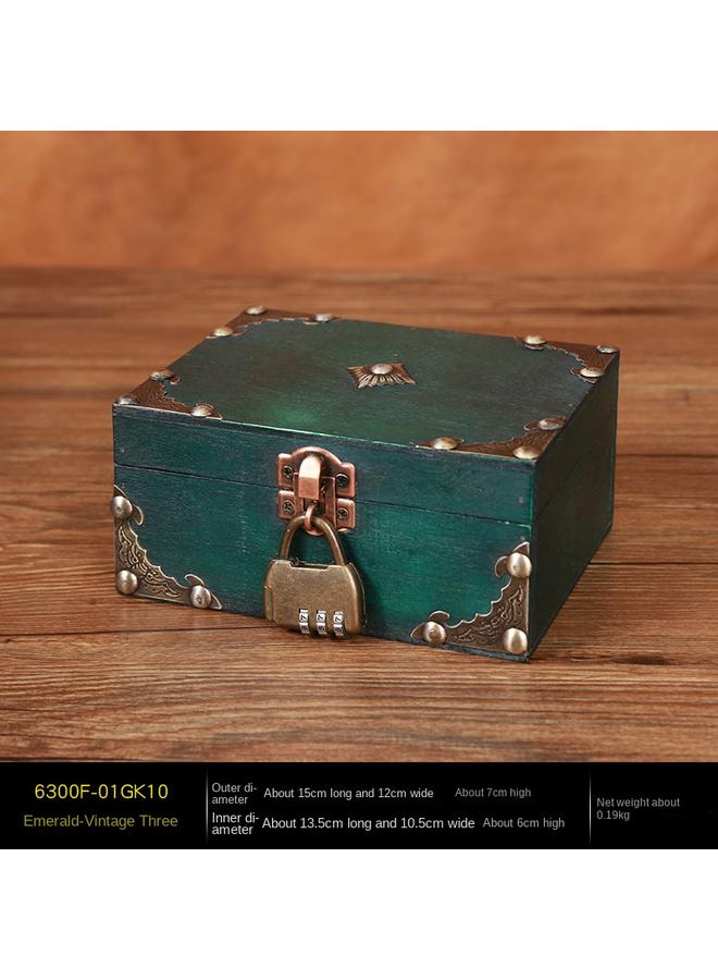 Bluejw Vintage Desktop Wooden Storage Box Antique Jewelry Necklace Jewelry Box Square With Lock Gift Packaging Wooden Box - Image 1