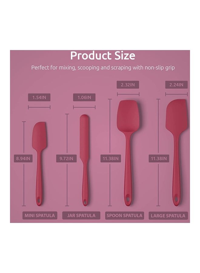 إسكدنيا طقم أدوات طبخ من السيليكون مانعة للالتصاق ومقاومة للحرارة 4 قطع وردي One Size - Image 2