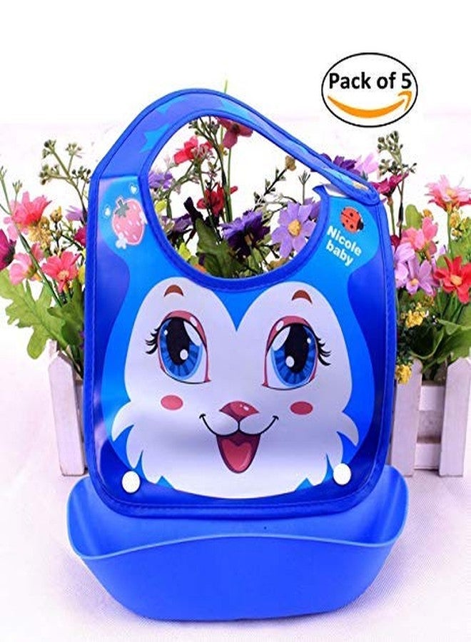 FOK 5 Pc Plastic Waterproof Stylish Roll Up Food Catcher Baby Bib - Random Color - Image 2