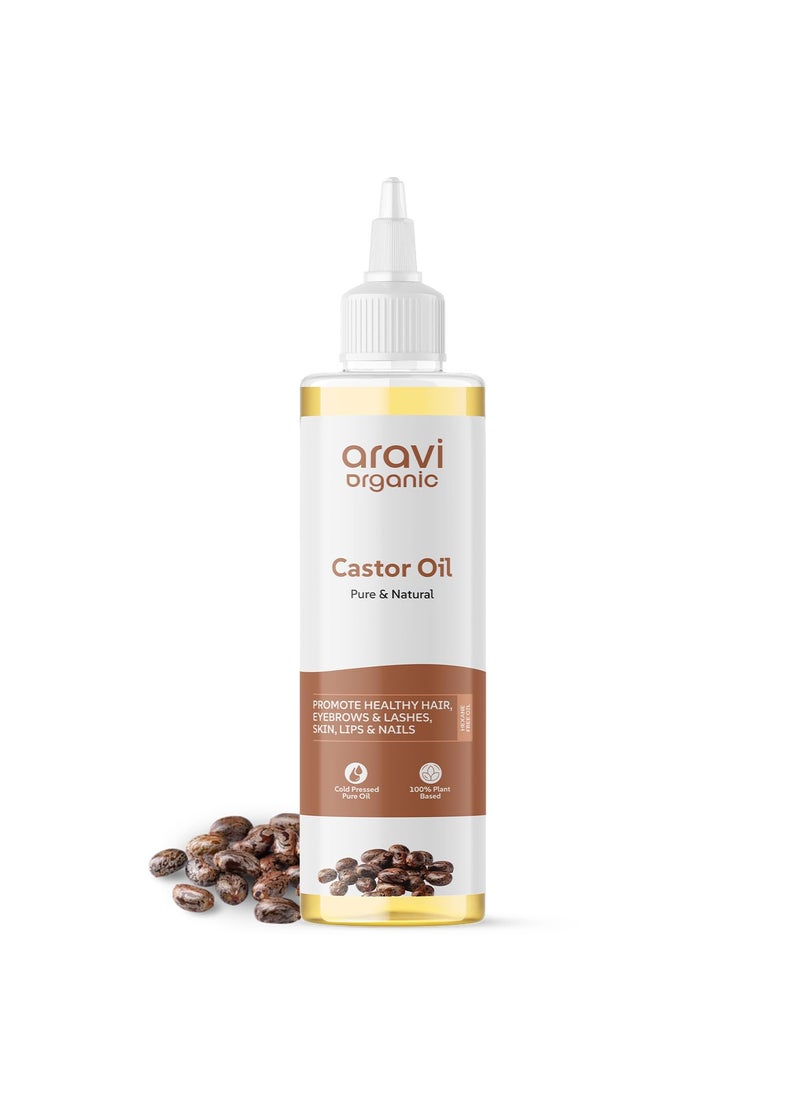 Aravi Organic Aravi Organic 100% Pure Cold Pressed Castor Oil - Nourishes Hair and Skin - 6.7 FL Oz / 200ml 