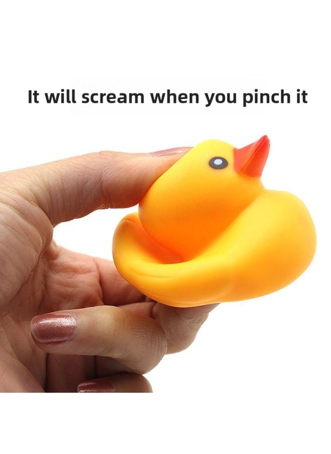 Small Yellow Duck Color Can Be Fixed Vinyl Children's Duck Bath Pinch Called Vocal Toy Duck Net Bag Packaging-Color:Green  - Image 3