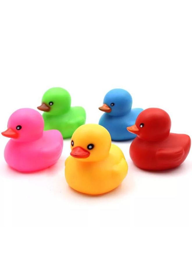 Small Yellow Duck Color Can Be Fixed Vinyl Children's Duck Bath Pinch Called Vocal Toy Duck Net Bag Packaging-Color:Green  - Image 2