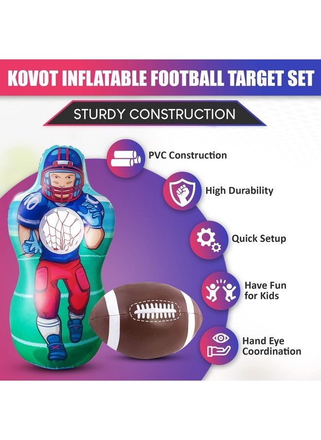 KOVOT Inflatable Football Target Set Inflates To 5 Feet Tall Soft Mini Toss Foot Ball Included  - Image 3