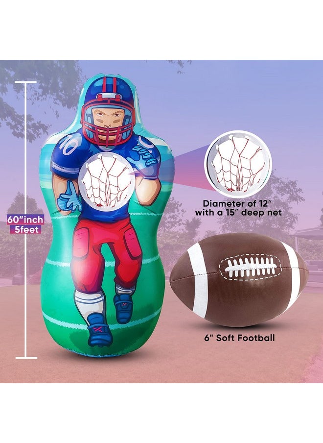 KOVOT Inflatable Football Target Set Inflates To 5 Feet Tall Soft Mini Toss Foot Ball Included  - Image 4