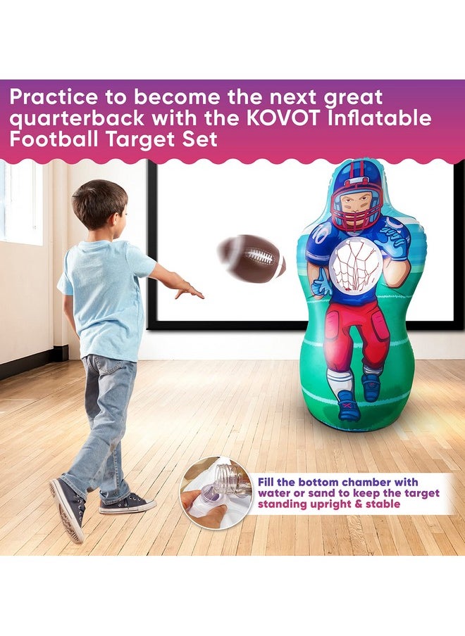 KOVOT Inflatable Football Target Set Inflates To 5 Feet Tall Soft Mini Toss Foot Ball Included  - Image 5