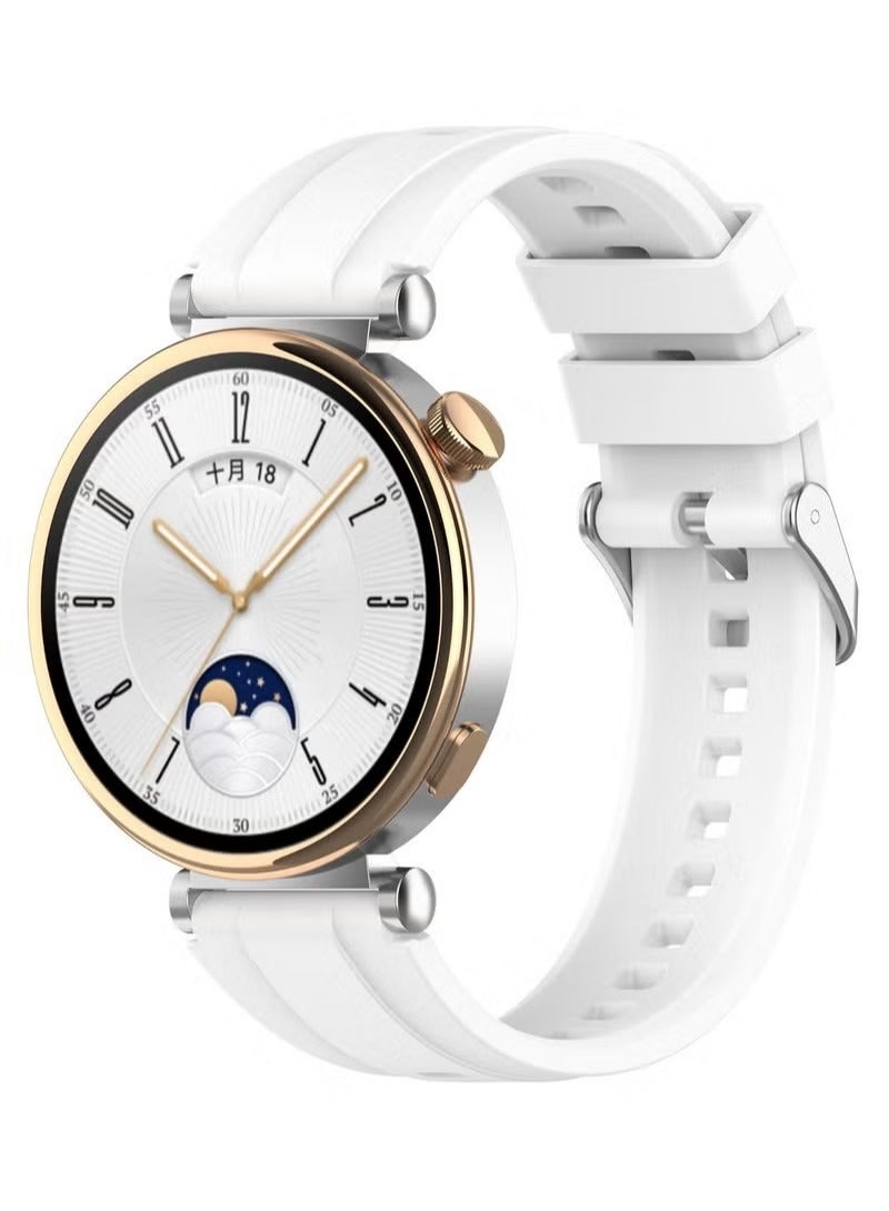 Strap for Huawei Watch GT 5/GT 4 41mm, Silicone Watchband Replacement Bracelet White - Image 1