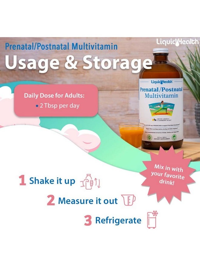 ليكويد هيلث LIQUIDHEALTH - فيتامينات متعددة سائلة للنساء قبل الولادة وبعدها مع حمض الفوليك الحقيقي - فيتامينات قبل الولادة وبعدها قبل وأثناء وبعد الحمل - نباتية وخالية من السكر وغير معدلة وراثيًا ومذاق رائع (عبوتان)  - Image 4