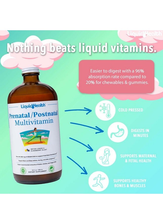 ليكويد هيلث LIQUIDHEALTH - فيتامينات متعددة سائلة للنساء قبل الولادة وبعدها مع حمض الفوليك الحقيقي - فيتامينات قبل الولادة وبعدها قبل وأثناء وبعد الحمل - نباتية وخالية من السكر وغير معدلة وراثيًا ومذاق رائع (عبوتان)  - Image 2