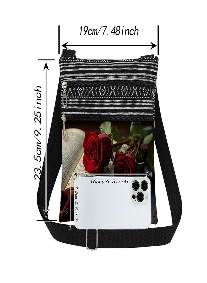 XiaoGalaee Vintage Book Rosette Crossbody Bag Rose Print Adjustable Shoulder Strap Messenger Bag Sister's Romance Occasion Present Valentine's Day or Birthday Gift for Her - Image 2