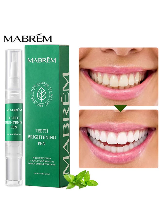 MABREM Teeth Brightening Pen, Teeth Whitening Gel With Applicator, Teeth Whitener, Teeth Stain Remover, Fast Removes Years Of Stains, Effective and Painless Teeth Whitener, Painless, No Sensitivity, Mint - Image 1