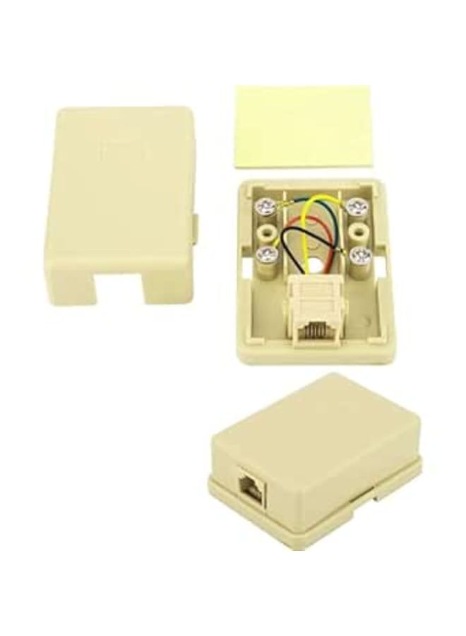 صندوق تثبيت سطحي بمنفذ هاتف RJ11 من Generic (قطعتان) - بيج - ABS+PC - وحدة Keystone Jack