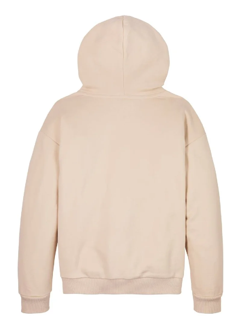 Tommy Hilfiger Classic Beige Signature Tape Logo Hoodie for Women | Best Price UAE