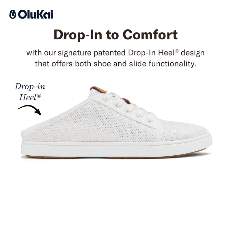 OLUKAI Pehuea Li Women's Lace-Up Sneakers, Casual Everyday Shoes with Drop-in Heel, Lightweight & Breathable Mesh Design, All-Day Comfort & Support, White/White, 7.5 - Image 4