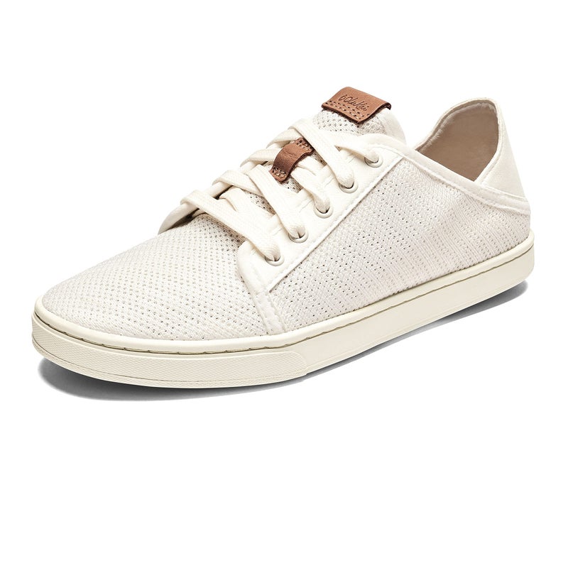 OLUKAI Pehuea Li Women's Lace-Up Sneakers, Casual Everyday Shoes with Drop-in Heel, Lightweight & Breathable Mesh Design, All-Day Comfort & Support, White/White, 7.5 - Image 1