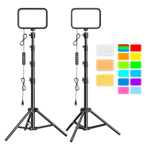 UBeesize 2Pack RGB Photography Lighting Studio Lights with Adjustable Tripod Stand and Ball Head Video Light for Video Recording Live Streaming Makeup - Image 1