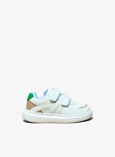 Panelled School Sneakers With Hook And Loop Closure
