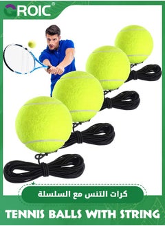 GROIC 4 Packs Tennis Training Ball with String, Tennis Trainer Balls Self Practice Trainer Tool, Tennis Ball Training Equipment for Tennis Trainer Practice Exercise Outdoor & Indoor  - Image 1