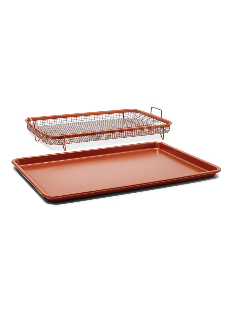 copper chef 2-Piece Crisper Oven Air Fryr Brown 30centimeter - Image 2