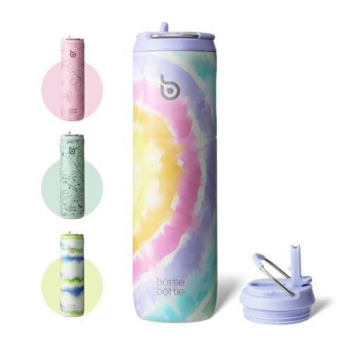 bottle bottle زجاجة زجاجة زجاجة ماء معزولة 24 أونصة مع غطاء قشة ومقبض للسفر الرياضي في صالة الألعاب الرياضية زجاجات ماء من الفولاذ المقاوم للصدأ مزدوجة الجدار فراغ معدني مقاوم للتسرب خالي من BPA (قطن حلو) - Image 1