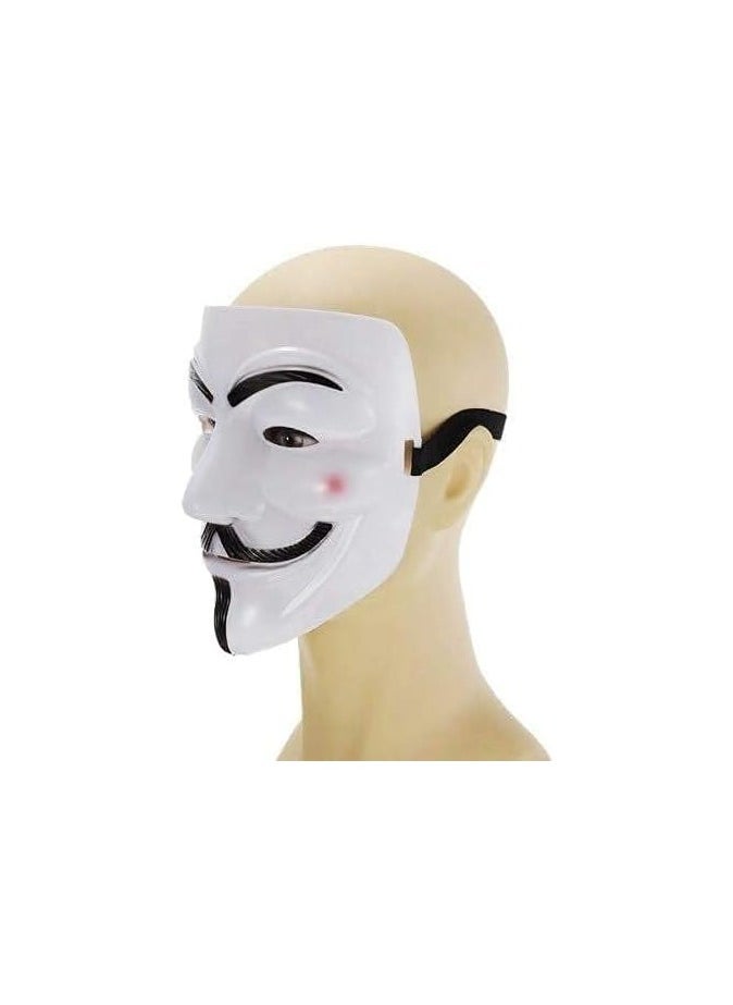 Vendetta Fox Face Mask White Fox Face Mask V4 Vendetta Halloween Masquerade Costume Mask Pack of 1  - Image 3