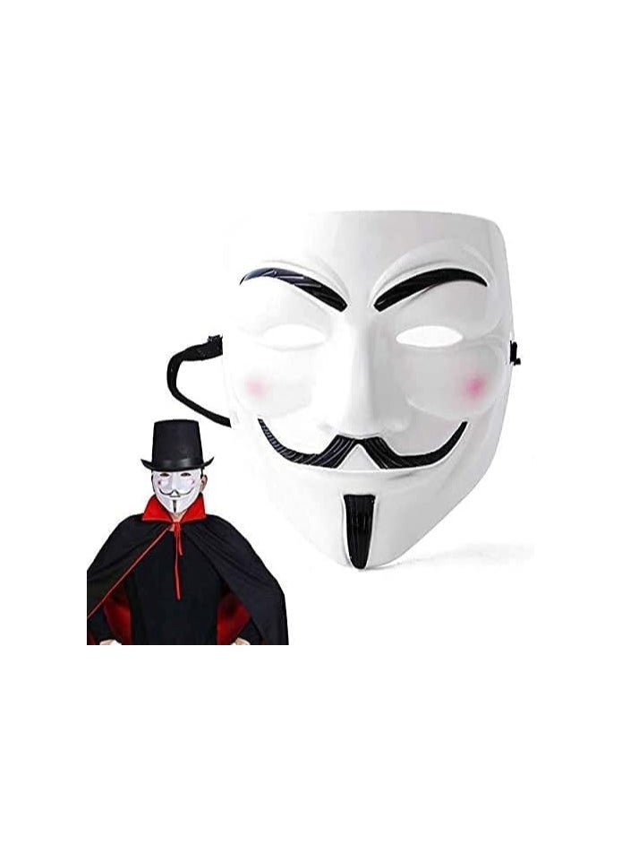 Vendetta Fox Face Mask White Fox Face Mask V4 Vendetta Halloween Masquerade Costume Mask Pack of 1  - Image 4