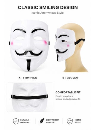 White Costume Mask, Masquerade Party Face Mask for Halloween, Cosplay, Fancy Dress and Costume Parties, Pack of 1 - view 5
