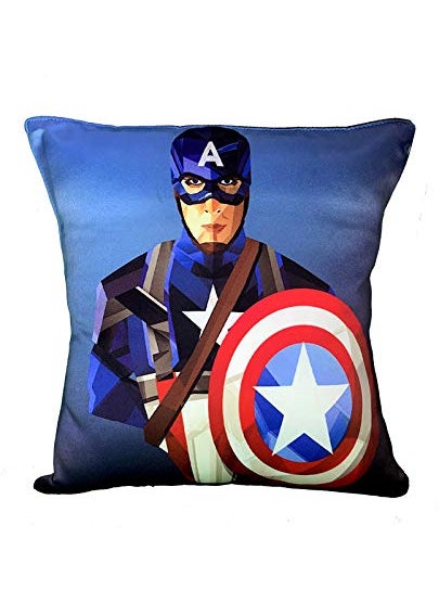 MONK MATTERS MONK MATTERS Captain America Shield Printed Cushion Cover Combo Size 12x12 Inches30x30cms Micro Satin Fabric Pack of 2 Cushion Covers with Fillers Multi Color  - Image 2