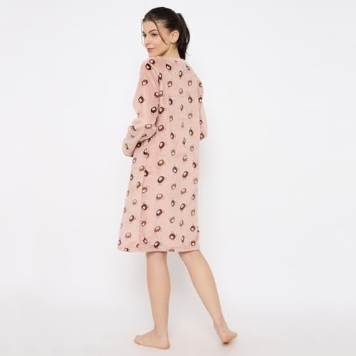 CAMEY Women Winter Long Sleeve Printed Woolen Nighty (D.Brown, M) - Image 5