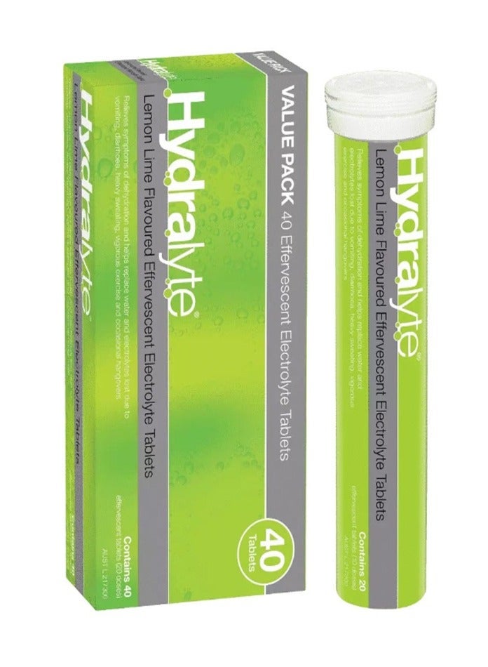 Hydralyte Twin Pack Electrolyte Effervescent Lemon Lime Flavoured 40-Tablets - Image 1