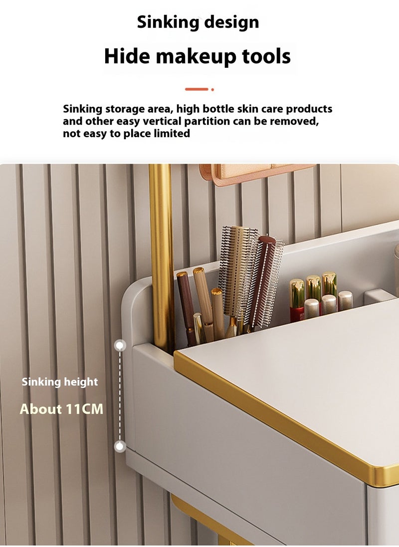 Modern Minimalist Dressing Table with LED Makeup Mirror and 3 Drawers for Storage 100*40*120CM