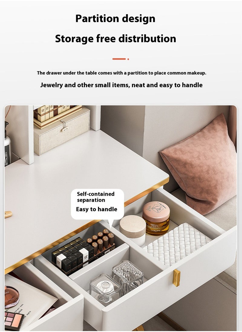 Modern Minimalist Dressing Table with LED Makeup Mirror and 3 Drawers for Storage 100*40*120CM