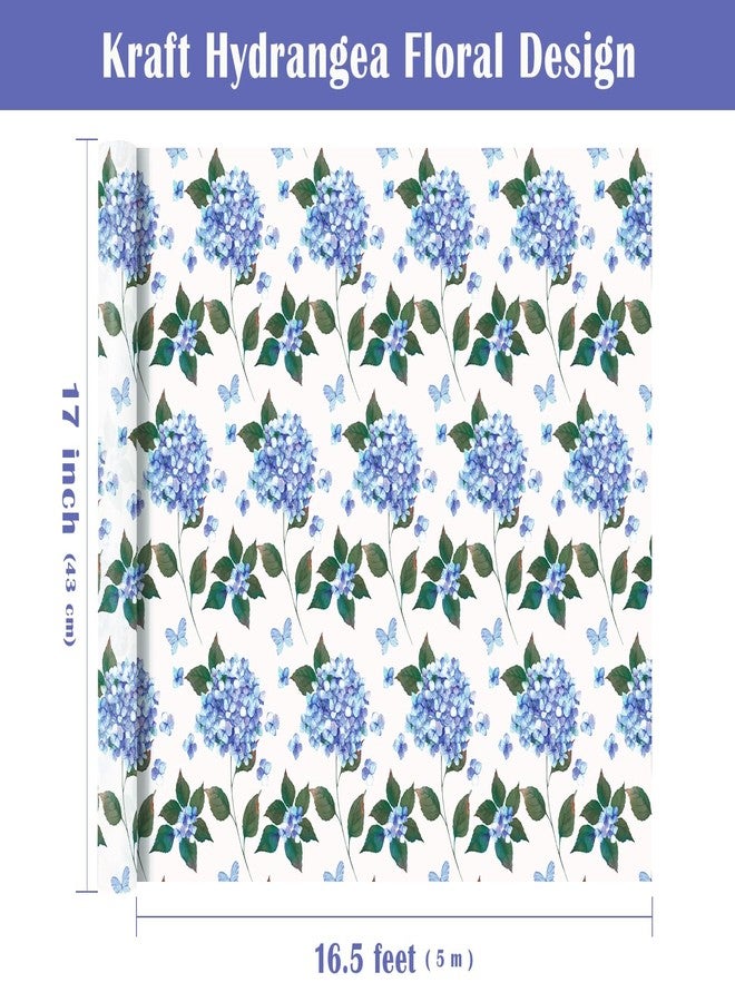 WRAPAHOLIC Kraft Hydrangea Floral Wrapping Paper Roll - Mini Roll - 17 Inch x 16.5 Feet - Hydrangea Flower Wrapping Paper for Wedding, Birthday, Bridal Shower, Tea Party - Image 3