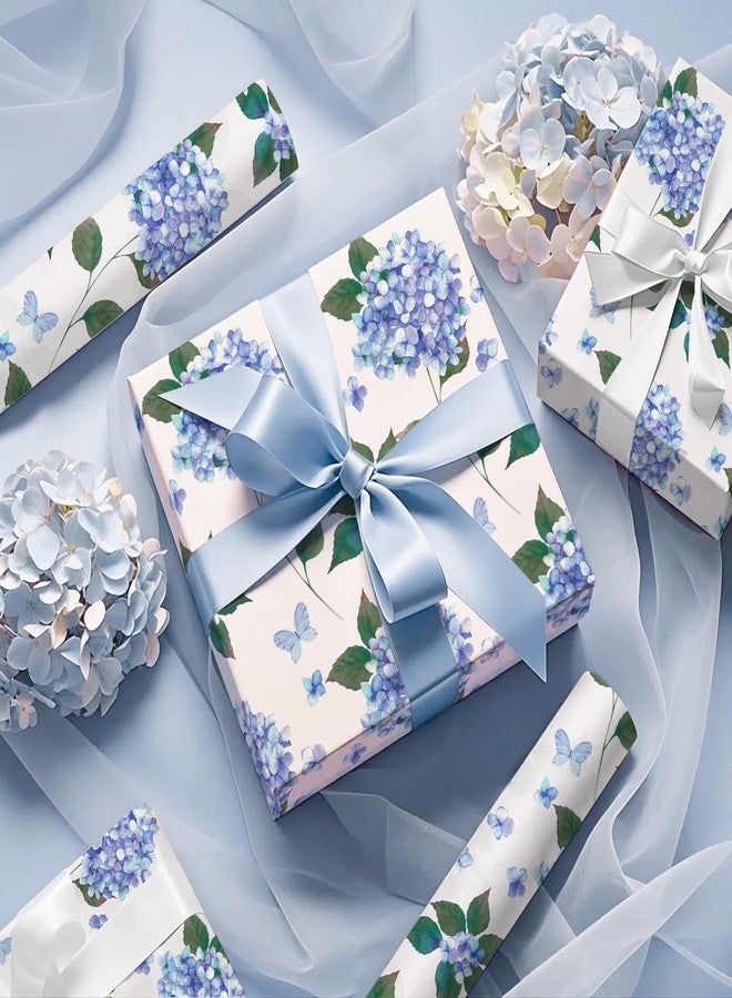 WRAPAHOLIC Kraft Hydrangea Floral Wrapping Paper Roll - Mini Roll - 17 Inch x 16.5 Feet - Hydrangea Flower Wrapping Paper for Wedding, Birthday, Bridal Shower, Tea Party - Image 4