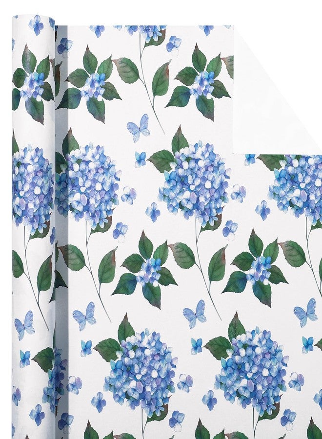 WRAPAHOLIC Kraft Hydrangea Floral Wrapping Paper Roll - Mini Roll - 17 Inch x 16.5 Feet - Hydrangea Flower Wrapping Paper for Wedding, Birthday, Bridal Shower, Tea Party - Image 2