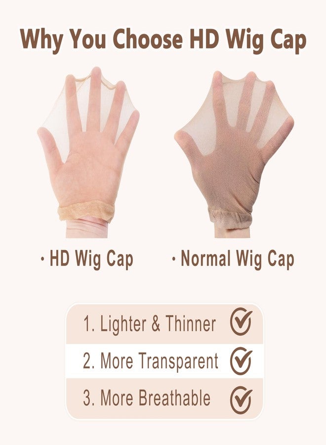 TaShow 30 Pcs HD Wig Caps for Women Lace Front, Ultra Thin Stocking Cap for Women, Breathable Wig Cap for Long Thick Hair, Wig Caps with Elastic Band Transparent - Image 2