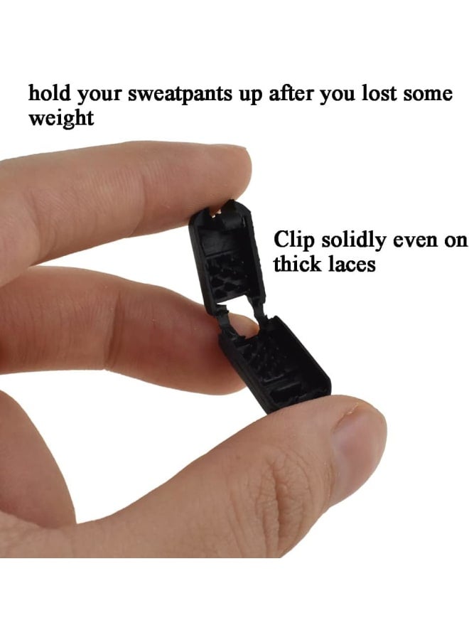 Lace End Clips Zipper Pull Tabs Cord Fixer Buckle Stopper Lanyard Lock Fastener Button Neat Teeth Tight Hold Smooth Thread for Shoe Shock Paracord Back Black Plastic 30PCS  - Image 4