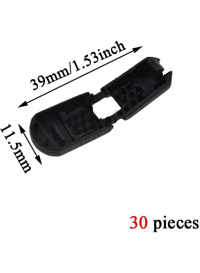 Lace End Clips Zipper Pull Tabs Cord Fixer Buckle Stopper Lanyard Lock Fastener Button Neat Teeth Tight Hold Smooth Thread for Shoe Shock Paracord Back Black Plastic 30PCS  - Image 2