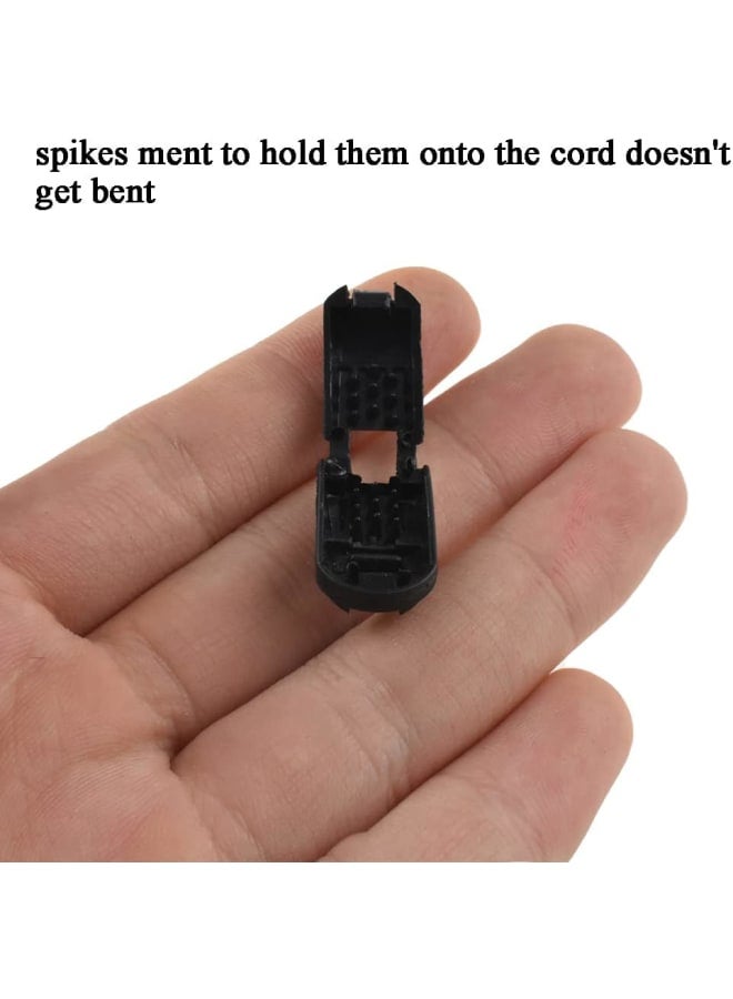 Lace End Clips Zipper Pull Tabs Cord Fixer Buckle Stopper Lanyard Lock Fastener Button Neat Teeth Tight Hold Smooth Thread for Shoe Shock Paracord Back Black Plastic 30PCS  - Image 5