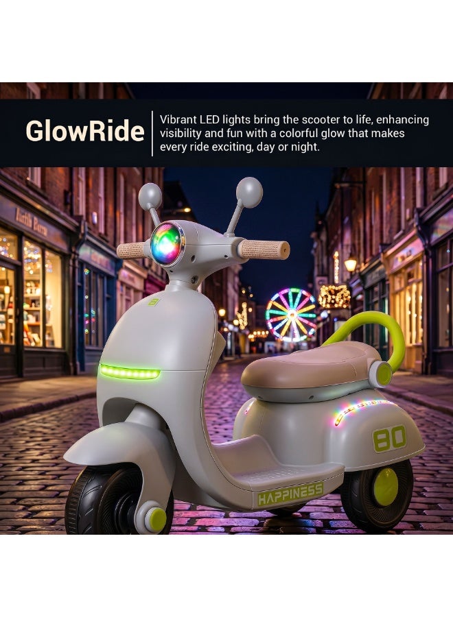 BAYBEE Electric Bike for Kids, Children's Bike with Led Light, Music & Foot Accelerator | Kids Bike Ride on Scooter Battery Bike for Toddlers | Baby Bike Childrens Electric Bike | Battery Operated Bike for Kids Boys Girls 2 to 5 Years Beige - Image 4