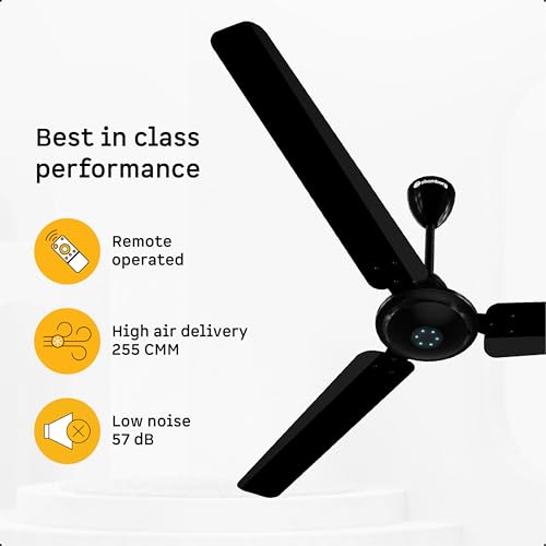 atomberg Ikano 1400mm BLDC Ceiling Fan with Remote | BEE 5 star | High Air Delivery | LED Speed Indicator | Low Noise | Timeless Design with Power Saving | 3 Year Warranty | Gloss Black - Image 3