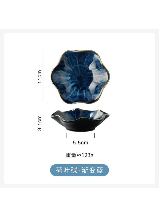 -style Ceramic Kiln Lotus Leaf Dish Snack Seasoning Dish Cold Dish Sushi Sauce Dish Plate Tableware 