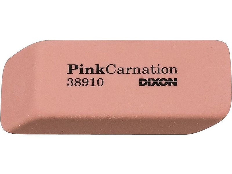 Dixon Pink Carnation Large Erasers Pink Dozen 38910