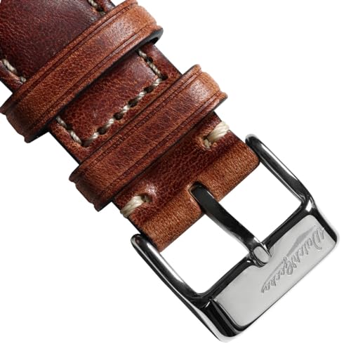 WatchGecko Vintage Highley Certified Genuine Italian Leather Replacement Watch Strap. Stylish and Durable Mens Wristwatch Strap. Padded for Comfort. Easy to fit. Reddish Brown, 20 mm - Image 3