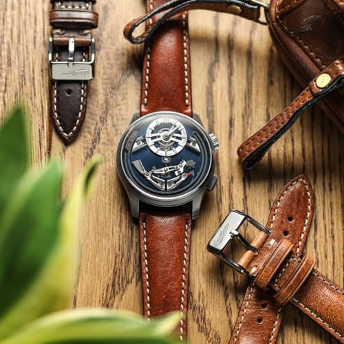WatchGecko Vintage Highley Certified Genuine Italian Leather Replacement Watch Strap. Stylish and Durable Mens Wristwatch Strap. Padded for Comfort. Easy to fit. Reddish Brown, 20 mm - Image 5