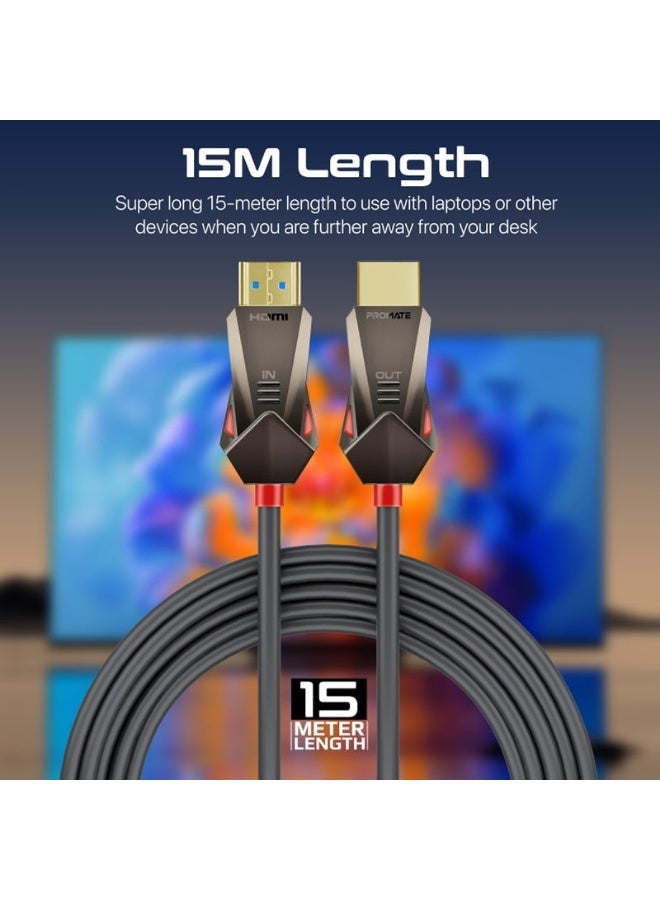 Promats Promate ProLink4K60-15M Unidirectional 4K HDMI® Audio Video Cable – 15M High-Speed HDMI® 2.0 Cable Supports 4K@60Hz, HDR, ARC, 18Gbps Bandwidth, Gold-Plated Connectors, Ideal for Long-Distance Setups  - Image 5
