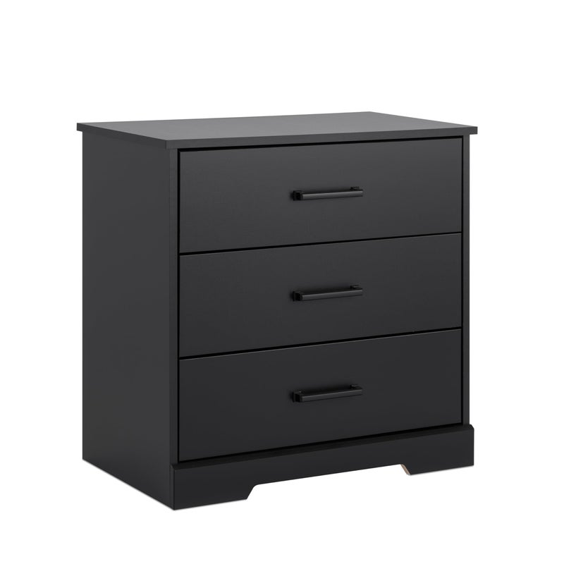 Prepac Rustic Ridge Farmhouse Nightstand Bedside Table Black Nightstand for Bedroom End Table with 3 Drawers 1625D x 275W x 2675H