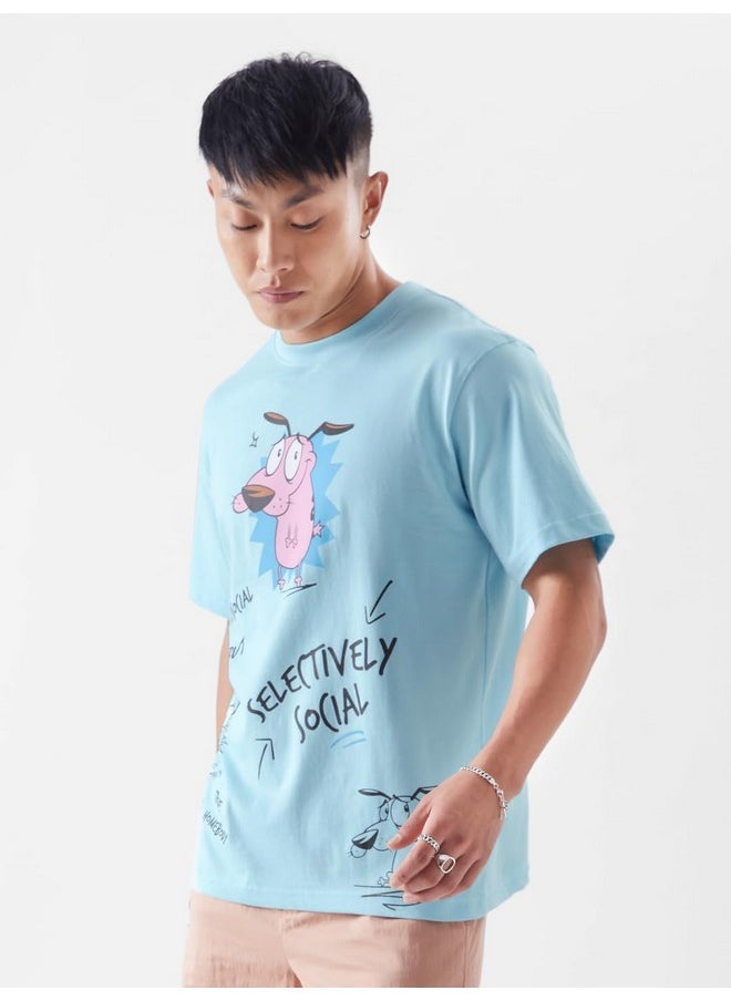 The Souled Store - The Souled Store Official Courage: Kinda Antisocial Mens and Boys Regular fit Half Sleeve Blue Color Cotton T-Shirts (228059_XL_Blue) T-Shirts Fashionable Trendy Graphic Prints Pop Culture Merchandise - Image 1